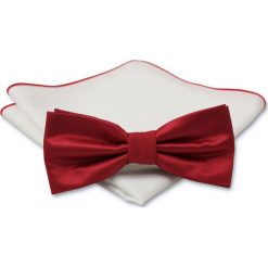 Stylowa mucha + poszetka - Chattier, Męska - Czerwona MUCH0327. Czerwone muszki męskie Chattier, na imprezę, w paski, eleganckie. Za 44,00 zł.