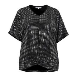 Zhenzi Elegancka bluzka Kerb czarny kolor srebra female czarny/szary 46/48 (M). Szare bluzki damskie Zhenzi, s, bez wzorów, z dżerseju, eleganckie, z dekoltem w serek, bez rękawów. W wyprzedaży za 225,00 zł.