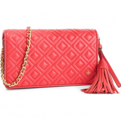 Torebka TORY BURCH - Fleming Flat Wallet Cross-Body 46449 Brilliant Red 612. Czerwone torebki klasyczne damskie Tory Burch, bez wzorów, ze skóry, eleganckie, bez dodatków. W wyprzedaży za 799,00 zł.