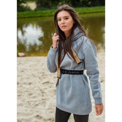 BLUZA OLV GREY. Szare bluzki damskie Fanaberia.com, na jesień, bez wzorów, z długim rękawem, długie, z kapturem. Za 159,00 zł.