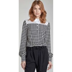 Koszula w Pepitkę z Jednobarwnym Kołnierzykiem - Wzór. Szare koszule body marki Molly.pl, xl, z tkaniny, eleganckie, z klasycznym kołnierzykiem. Za 93,90 zł.