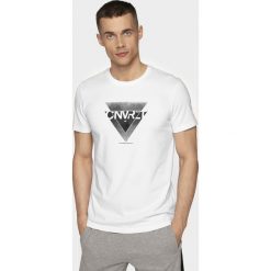 T-Shirt męski TSM203 - biały. Białe koszulki męskie 4f, m, bez wzorów, bez kołnierzyka, bez rękawów. Za 49,99 zł.
