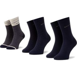 Zestaw 3 par wysokich skarpet damskich QUAZI - QZ-SOCKS-65-04-WOMAN-003 Granatowy. Niebieskie skarpetki damskie QUAZI, bez wzorów, z elastanu. Za 39,00 zł.