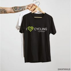 Koszulka T-SHIRT. I love cycling - my lifestyle. Szare t-shirty męskie z nadrukiem Pakamera, m. Za 85,00 zł.