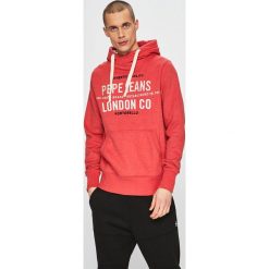 Pepe Jeans - Bluza Neville. Czerwone bluzy męskie marki Pepe Jeans, s, z nadrukiem, z bawełny, z kapturem, bez rękawów, z kapturem. Za 319,90 zł.