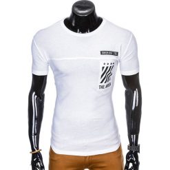 T-shirty męskie: T-SHIRT MĘSKI Z NADRUKIEM S969 - BIAŁY