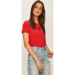 Pinko - T-shirt. Białe bluzki damskie Pinko, s, z aplikacjami, z bawełny, casualowe, z okrągłym kołnierzem. W wyprzedaży za 279,90 zł.