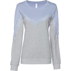 Bluza z koronką bonprix niebieski gołębi - jasnoszary melanż. Niebieskie bluzy damskie bonprix, w koronkowe wzory, z koronki. Za 49,99 zł.
