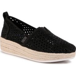 Espadryle SKECHERS - BOBS Highlights 2.0 113076/BBK Black. Czarne espadryle damskie Skechers, bez wzorów, z tworzywa sztucznego, bez obcasa, na płaskiej podeszwie. Za 259,00 zł.