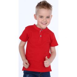 Koszulka chłopięca z guzikami czerwona NDZ4471. Czerwone t-shirty chłopięce Fasardi, bez wzorów, bez rękawów. Za 39,00 zł.