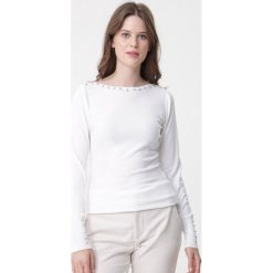 Biały Sweter Sinéad. Białe swetry damskie Born2be, s, bez wzorów, klasyczne, z długim rękawem, długie, bez kaptura. Za 69,99 zł.
