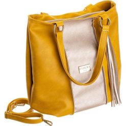 Torebka damska shopper worek A4 Badura żółta - złoty || żółty. Żółte torby damskie na zakupy Badura, bez wzorów, ze skóry ekologicznej, z breloczkiem. Za 249,99 zł.
