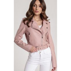 Różowa Ramoneska Mayarian. Różowe kurtki damskie Renee, xl, w paski, rockowe, bez kaptura. Za 149,99 zł.