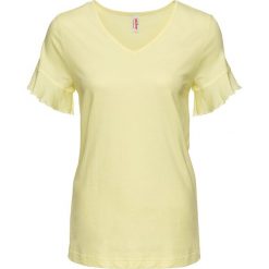 Bluzki, topy, tuniki: T-shirt z falbanami bonprix cytrynowy sorbetowy