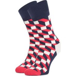 Skarpety Wysokie Unisex HAPPY SOCKS - FO01-068 Czerwony Kolorowy. Czerwone skarpetki damskie Happy Socks, bez wzorów, z elastanu. Za 39,90 zł.