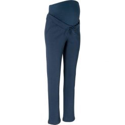 Spodnie sportowe ciążowe bonprix ciemnoniebieski. Niebieskie spodnie damskie bonprix, z dresówki. Za 49,99 zł.