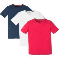 T-shirt chłopięcy basic (3 szt.) bonprix biały + ciemnoniebieski + czerwony. Białe t-shirty chłopięce bonprix, bez wzorów, bez rękawów. Za 50,97 zł.