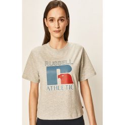 Russell Athletic - T-shirt. Niebieskie bluzki damskie Russell Athletic, s, z nadrukiem, z bawełny, z okrągłym kołnierzem. W wyprzedaży za 99,90 zł.