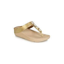 Japonki FitFlop FINO SHELLSTONE. Żółte klapki damskie FitFlop, bez wzorów, bez obcasa. W wyprzedaży za 335,20 zł.