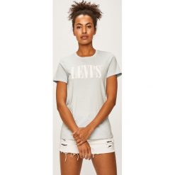 Levi's - T-shirt. Niebieskie bluzki damskie Levi's®, s, z aplikacjami, z bawełny, z okrągłym kołnierzem. Za 99,90 zł.