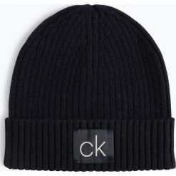 Calvin Klein - Czapka męska z dodatkiem kaszmiru, niebieski. Niebieskie czapki męskie marki Calvin Klein, w prążki, z bawełny, klasyczne. Za 139,95 zł.
