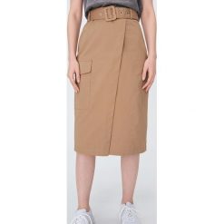 Spódnica midi z paskiem - Beżowy. Brązowe spódniczki damskie Sinsay, s, bez wzorów, midi. Za 59,99 zł.