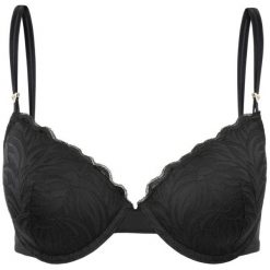 Biustonosz push-up Guess O92C15 PZ017. Czarne biustonosze Guess, z aplikacjami, z elastanu. W wyprzedaży za 149,00 zł.
