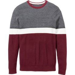Sweter z okrągłym dekoltem bonprix czerwony klonowy - antracytowy melanż. Czerwone swetry męskie bonprix, s, bez wzorów, z okrągłym kołnierzem, bez kaptura. Za 64,99 zł.