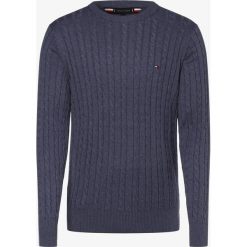 Tommy Hilfiger - Sweter męski, niebieski. Niebieskie swetry męskie TOMMY HILFIGER, m, w paski, z wełny, eleganckie, bez kołnierzyka, bez kaptura. Za 539,95 zł.