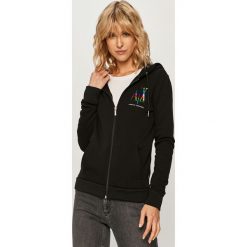 Armani Exchange - Bluza. Białe bluzy damskie Armani Exchange, s, z nadrukiem, z elastanu, bez rękawów, z kapturem. Za 529,90 zł.