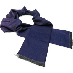 Granatowo-jasnoszary szalik męski R37. Szare szaliki męskie Modini Moda Męska, bez wzorów. Za 55,01 zł.