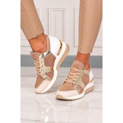 Beżowe sneakersy kati buty sportowe sznurowane 7023. Brązowe koturny damskie Kati, bez obcasa, na koturnie, na sznurówki. Za 318,99 zł.
