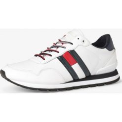 Tommy Jeans - Męskie tenisówki ze skóry, biały. Białe trampki męskie Tommy Jeans, bez wzorów, z jeansu, eleganckie, bez zapięcia. Za 449,95 zł.