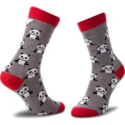Skarpety Wysokie Unisex CUP OF SOX - Brzuchata Panda Zwana Wspaniałą Szary. Szare skarpetki damskie Cup of sox, bez wzorów, z elastanu. Za 24,00 zł.