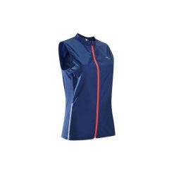 Kamizelka do biegania RUN WIND damska. Niebieskie kamizelki damskie KALENJI, bez wzorów, z elastanu, bez kaptura. Za 39,99 zł.