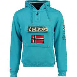 Bluza "Gymclass" w kolorze turkusowym. Niebieskie bluzy męskie rozpinane marki Geographical Norway Men, m, z haftami. W wyprzedaży za 136,95 zł.