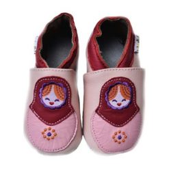 Buciki niemowlęce: Skórzane buty niemowlęce w kolorze jasnoróżowym