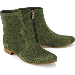 BIOECO BY ARKA 7341 1836 zielony, botki wiosenno-letnie damskie. Zielone botki damskie Bioeco by Arka, na lato, ze skóry, bez obcasa, na obcasie, na zamek. Za 339,90 zł.
