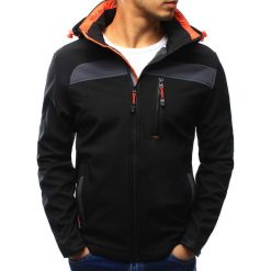 Kurtki męskie: Kurtka męska softshell z kapturem czarna (tx1882)