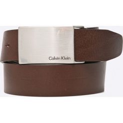 Calvin Klein Jeans - Pasek Mino Plaque. Pomarańczowe paski męskie marki Calvin Klein Jeans, w paski, z jeansu. Za 199,90 zł.