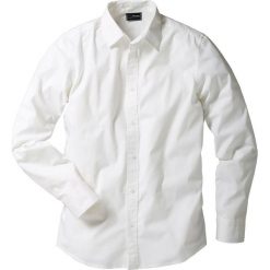 Koszula ze stretchem Slim Fit bonprix biały. Białe koszule męskie bonprix, xl, bez wzorów, z tkaniny, bez kołnierzyka, bez rękawów. Za 74,99 zł.