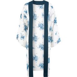 Luźniejsze kimono koszulowe z krótszymi rękawami bonprix biel wełny - ciemnoniebieski w kwiaty. Białe żakiety damskie bonprix, w kwiaty, z wełny. Za 89,99 zł.
