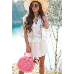 Sukienka Boho. Szare sukienki damskie Modaforyou, na co dzień, s, z aplikacjami, boho, bez kołnierzyka, bez rękawów. Za 119,00 zł.