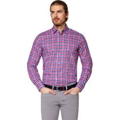 Koszula w Kratę Haria. Czerwone koszule męskie LANCERTO, s, bez wzorów, z bawełny, eleganckie, bez kołnierzyka, bez rękawów. Za 299,90 zł.