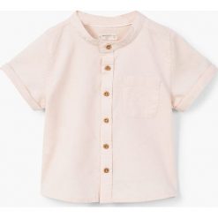 Mango Kids - Koszula dziecięca Maki 80-104 cm. Szare koszule męskie marki Mango Kids, z bawełny, ze stójką, z krótkim rękawem. W wyprzedaży za 39,90 zł.