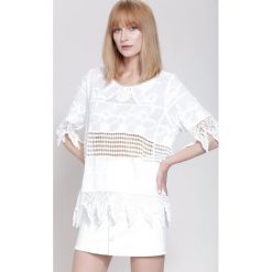 Bluzki damskie: Biała Bluzka Flower Net