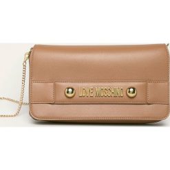 Love Moschino - Torebka. Listonoszki damskie Love Moschino, w paski, ze skóry, na ramię, małe, bez dodatków. W wyprzedaży za 399,90 zł.