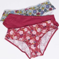 Etam - Figi Cindy (3-pack). Czerwone majtki damskie Etam, xs, z bawełny. W wyprzedaży za 49,90 zł.
