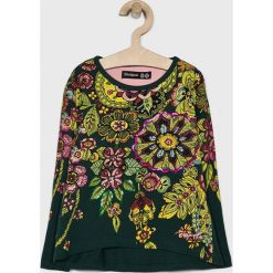 Desigual - Longsleeve dziecięcy 104 - 164 cm. Żółte bluzki dziewczęce Desigual, z aplikacjami, z bawełny, z okrągłym kołnierzem, z długim rękawem, długie, bez kaptura. W wyprzedaży za 79,90 zł.