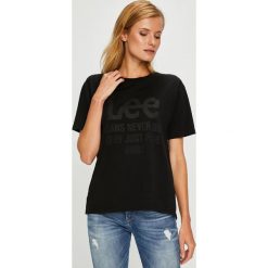 Lee - Top. Szare topy damskie Lee, l, z nadrukiem, z bawełny, z okrągłym kołnierzem. Za 119,90 zł.